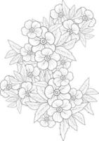 primavera abstracta, flores silvestres, flor aislada dibujada a mano ilustración de croquis vectorial, rama de colección botánica de capullos de hojas colección natural página para colorear ramos florales arte de tinta grabada. vector