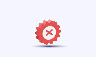 illustration realistic red cancel cross app 3d creative isolated on background vector