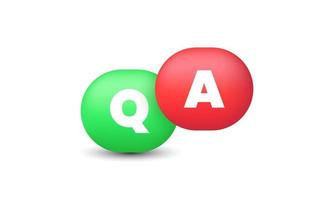 illustration realistic cute green red speech bubble q letters questions 3d creative isolated on background vector