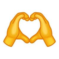 dos manos formando una forma de corazón de gran tamaño de mano emoji amarilla vector