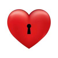 Volumetric shiny red heart with lock icon for St. Valentines Day vector