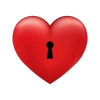 Volumetric shiny red heart with lock icon for St. Valentines Day vector