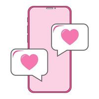 Simple illustration of phone with heart icon for St. Valentines Day vector