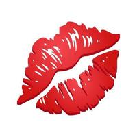 marca de beso rojo o marca de labios icono de gran tamaño para sonrisa emoji vector