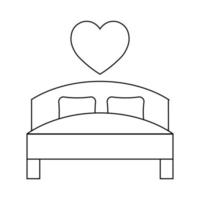 ilustración simple de cama con icono de corazón para st. día de San Valentín vector