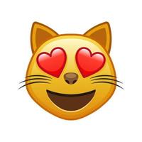 gato con corazones en los ojos tamaño grande de cara emoji amarilla vector