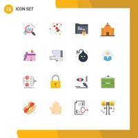 Universal Icon Symbols Group of 16 Modern Flat Colors of giftbox office document user safe folder Editable Pack of Creative Vector Design Elements