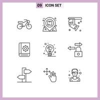 9 Universal Outlines Set for Web and Mobile Applications love service electronic instruction communication Editable Vector Design Elements