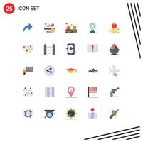 Group of 25 Modern Flat Colors Set for apple news target fire media target aim board Editable Vector Design Elements