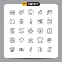 conjunto de 25 iconos de interfaz de usuario modernos símbolos signos para compras de bolas espacio de regalo deportivo elementos de diseño vectorial editables vector