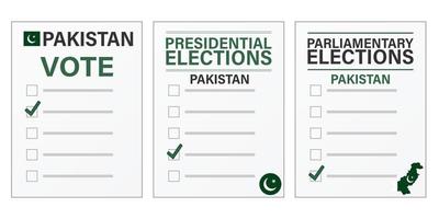 maqueta de papeleta de votación de las elecciones de pakistán para las elecciones presidenciales y parlamentarias vector