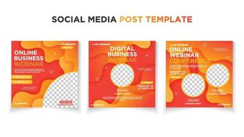 Webinar social media post template collection. Modern social media post bundle vector, Design editable template for social media posts, banners, flyers, and website. vector