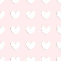 White heart with shadow on pink pastel background,vector background.seamless pattern vector