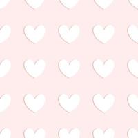 White heart with shadow on pink pastel background,vector background.seamless pattern vector