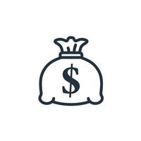 vector de icono de bolsa de dinero aislado en fondo blanco para su web y diseño de aplicaciones móviles, concepto de logotipo de bolsa de dinero.