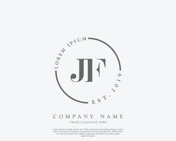 Initial letter JF Feminine logo beauty monogram and elegant logo design, handwriting logo of initial signature, wedding, fashion, floral and botanical with creative template vector