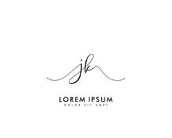 Initial letter JK Feminine logo beauty monogram and elegant logo design, handwriting logo of initial signature, wedding, fashion, floral and botanical with creative template vector