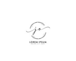 Initial letter JO Feminine logo beauty monogram and elegant logo design, handwriting logo of initial signature, wedding, fashion, floral and botanical with creative template vector
