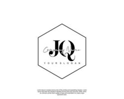 Initial letter JQ Feminine logo beauty monogram and elegant logo design, handwriting logo of initial signature, wedding, fashion, floral and botanical with creative template vector