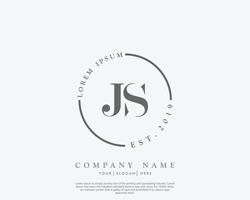 Initial letter JS Feminine logo beauty monogram and elegant logo design, handwriting logo of initial signature, wedding, fashion, floral and botanical with creative template vector
