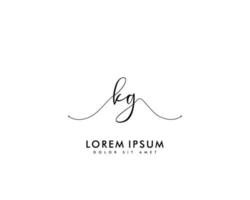 Initial letter KG Feminine logo beauty monogram and elegant logo design, handwriting logo of initial signature, wedding, fashion, floral and botanical with creative template vector
