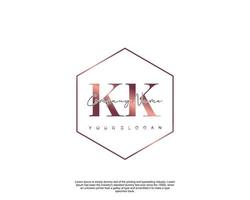 Initial letter KK Feminine logo beauty monogram and elegant logo design, handwriting logo of initial signature, wedding, fashion, floral and botanical with creative template vector