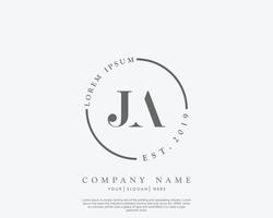 Initial letter JA Feminine logo beauty monogram and elegant logo design, handwriting logo of initial signature, wedding, fashion, floral and botanical with creative template vector