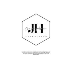 Initial letter JH Feminine logo beauty monogram and elegant logo design, handwriting logo of initial signature, wedding, fashion, floral and botanical with creative template vector