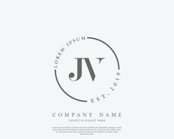 Initial letter JV Feminine logo beauty monogram and elegant logo design, handwriting logo of initial signature, wedding, fashion, floral and botanical with creative template vector