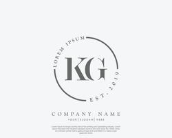 Initial letter KG Feminine logo beauty monogram and elegant logo design, handwriting logo of initial signature, wedding, fashion, floral and botanical with creative template vector