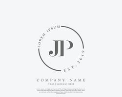 Initial letter JP Feminine logo beauty monogram and elegant logo design, handwriting logo of initial signature, wedding, fashion, floral and botanical with creative template vector