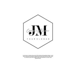 Initial letter JM Feminine logo beauty monogram and elegant logo design, handwriting logo of initial signature, wedding, fashion, floral and botanical with creative template vector