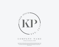 Initial letter KP Feminine logo beauty monogram and elegant logo design, handwriting logo of initial signature, wedding, fashion, floral and botanical with creative template vector