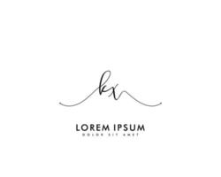 Initial letter KX Feminine logo beauty monogram and elegant logo design, handwriting logo of initial signature, wedding, fashion, floral and botanical with creative template vector