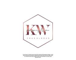 Initial letter KW Feminine logo beauty monogram and elegant logo design, handwriting logo of initial signature, wedding, fashion, floral and botanical with creative template vector