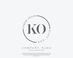 Initial letter KO Feminine logo beauty monogram and elegant logo design, handwriting logo of initial signature, wedding, fashion, floral and botanical with creative template vector