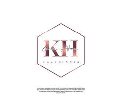 Initial letter KH Feminine logo beauty monogram and elegant logo design, handwriting logo of initial signature, wedding, fashion, floral and botanical with creative template vector