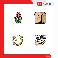 4 iconos creativos signos y símbolos modernos de flora pan naturaleza cena festival elementos de diseño vectorial editables vector