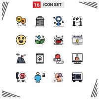 Set of 16 Modern UI Icons Symbols Signs for face picket biology paling barrier rope Editable Creative Vector Design Elements