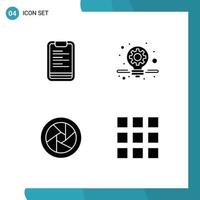 Set of Commercial Solid Glyphs pack for clipboard camera lenses motivation solution web design Editable Vector Design Elements