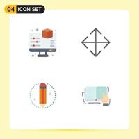 Modern Set of 4 Flat Icons and symbols such as display pencil printing transform lesson Editable Vector Design Elements