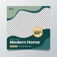 Modern home social media post template design vector