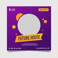 Future house social media post template design vector