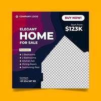 Modern home sale banner or social media post template vector