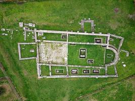 Aerial drone view of the Roman ruins of Salona at Solin, Croatia. Places of historic interest. Travel and discover history and culture. Ruins and archaeological site. photo