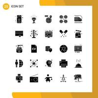 25 User Interface Solid Glyph Pack of modern Signs and Symbols of transport social cup friends location Editable Vector Design Elements