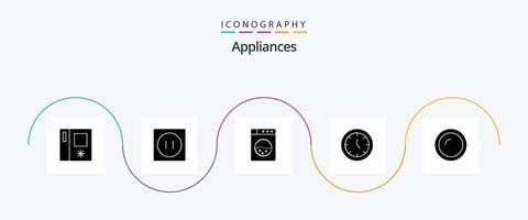 paquete de iconos de glifo 5 de electrodomésticos que incluye cocina. plato. Lavado. Cocinando. hora vector