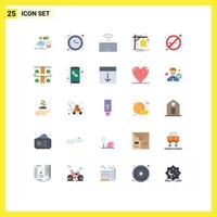 25 Universal Flat Color Signs Symbols of no train time optimization notification alarm Editable Vector Design Elements