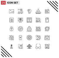 Group of 25 Modern Lines Set for signal satellite programmer car knowledge Editable Vector Design Elements