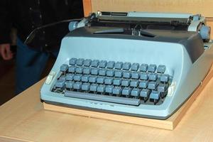 Stylish old typewriter in a bookstore. Close-up. Horizontal. photo